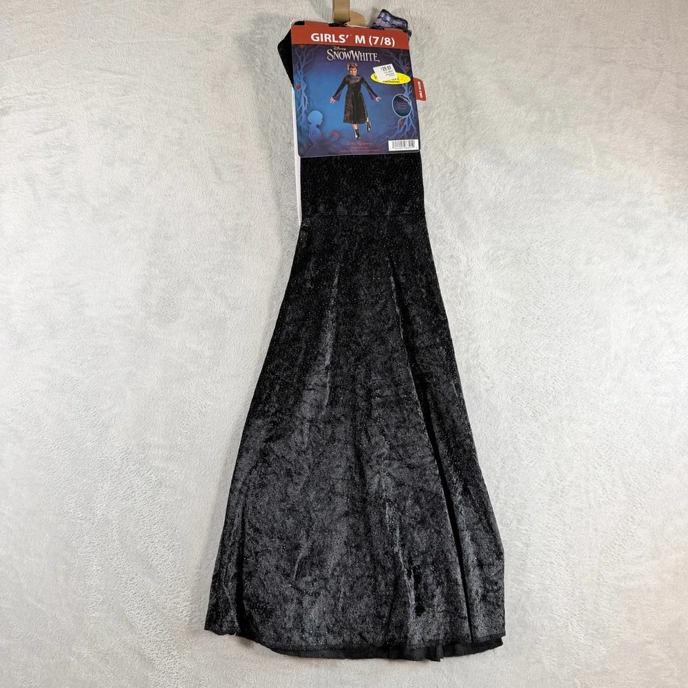 Disney Snow White Evil Queen Costume Girls Medium 7-8 Dress Hood Crown Set